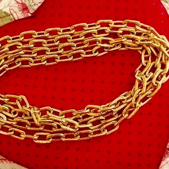 GOLD PAPER CLIP NECKLACE CHAIN 24”x 1/3” ETCH DESIGN LINKS MONET NEW VINTAGE - Picture 1 of 13